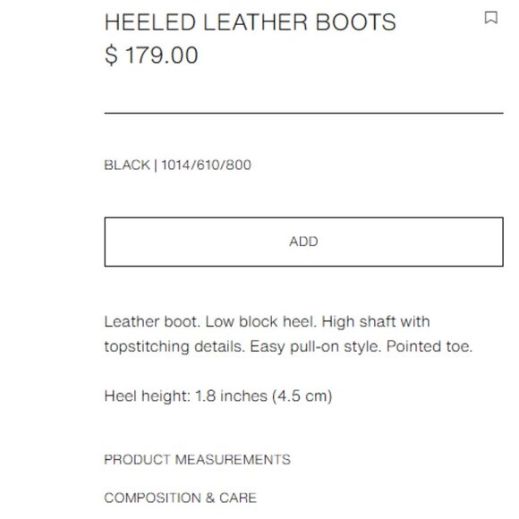 Zara Heeled Leather Boots, Black Size 8 - Picture 6 of 7